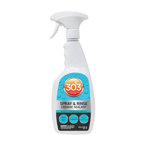 303 Products Marine Spray and Rinse Ceramic Sealant - SiO2 Hydrophobic Coating for Boats UV Protection Alternative to Wax with 6 Months Ceramic Shield and for Gel Coat Fiberglass Aluminum 32oz