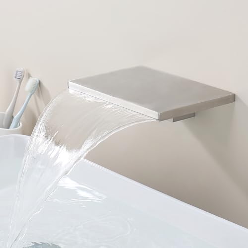 SevenGelok Wasserfall-Wannenauslauf für Badewannenarmatur 【SUS304 Edelstahl & massives Messing】 Badezimmer-Wannenarmatur, Ersatz für Duschauslauf mit hohem Durchfluss, gebürstetes Nickel,