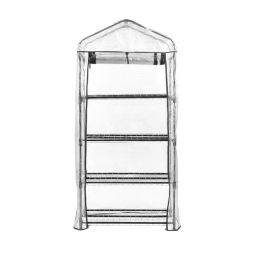 Invernadero Portátil 69x49x160 cm con 4 Baldas – Estructura de Acero y Cubierta de PE o PVC – Disponible en Verde, Blanco y Transparente – Ideal para Terrazas, Jardines y Balcones (Blanco)
