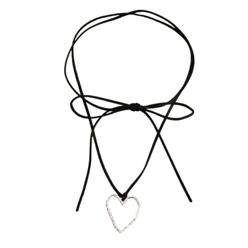 Collier long cœur abstrait en cuir parfait pour vos looks d'été