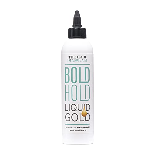The Hair Diagram - Bold Hold Liquid Gold - Glueless Lace Gel - Temporary Hold for Wigs and Hair Systems - Styling Agent for Baby Hairs - Non Toxic - Aerosol & Alcohol Free - Water Based Formula - 8oz