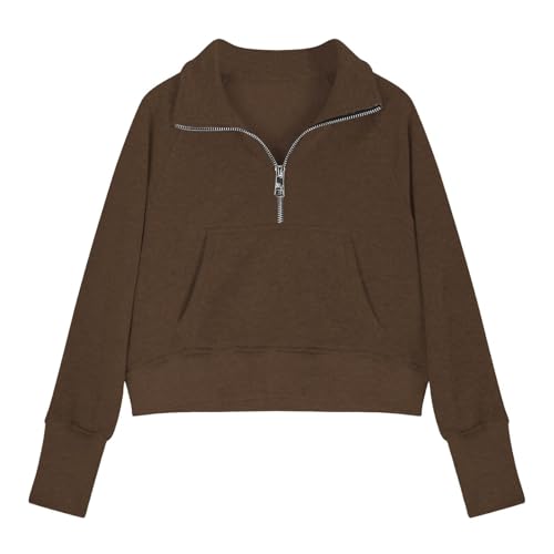 Girls Half Zip Sweatshirt Oversized Pullover Crop Tops Kids Thumb Hole Fleece Sweatshirts Long Sleeve Sweater Pocket2