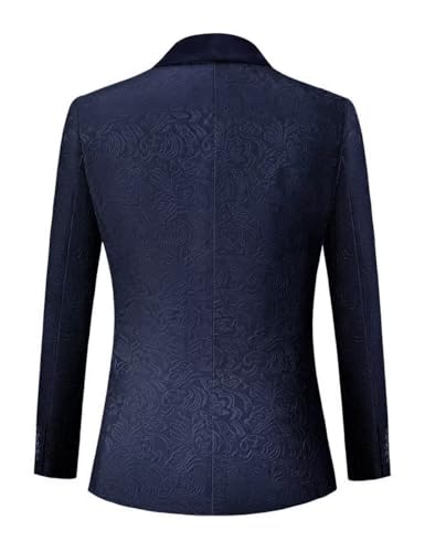 Men's 3 Piece Suit Slim Fit Shawl Lapel Jacquard Floral Tuxedo Wedding Prom Suits with Bow Tie3