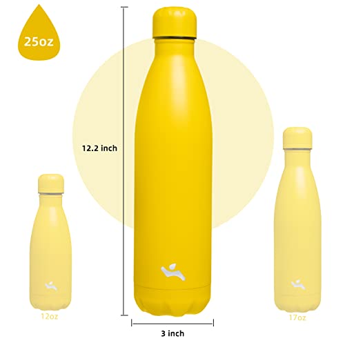 Image of Konokyo Insulated Water Bottles,25 oz Double Wall Stainless Steel Vacumm Metal Flask for Sports Travel,Yellow