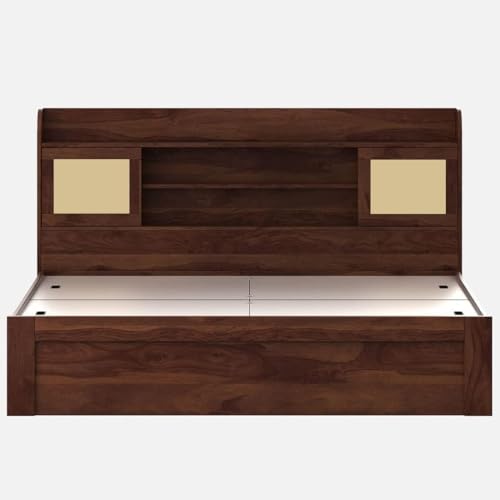 Image of FURNY Krosmo Queen Size Bed with Headboard Storage & Box Storage | Engineered Wood | Contemporary Design | Strong Bed for Bedroom & Hotel