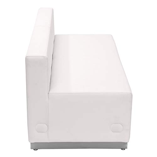 Flash Furniture Hercules Alon Series White Leathersoft Loveseat With Brushed Stainless Steel Base #TOP1
