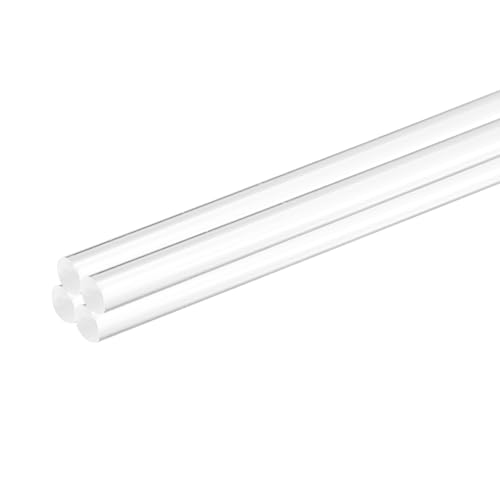 MECCANIXITY 4 Pcs Acrylic Round Rods 1/4" x 10" Clear Acrylic Dowel Rods Sticks Plastic Sticks Strip for Model Making DIY Crafts Lighting Gardening Decorations - 6mm x 250mm