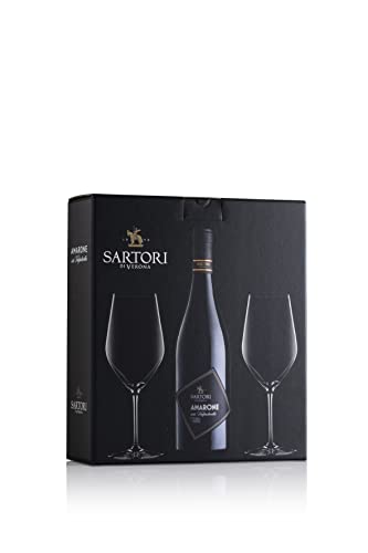 Casa Vinicola Sartori, Confezione Assaggio Amarone della Valpolicella D.O.C.G. Rosso, 2020, Veneto, Confezione Regalo, 750ml + 2 calici degustazione