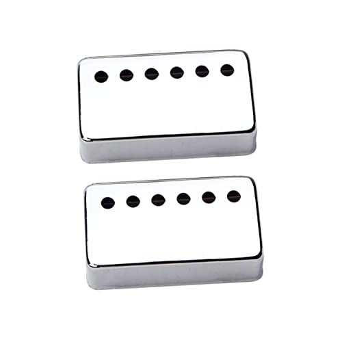 ERINGOGO 2個セミオープンエレキギター用ダブルコイルハムバッカー ピックアップカバー メタル製 シルバー