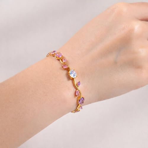 Image of Anti Tarnish 18K Gold Plated Floral Tulip Bracelet for Women & Girls | Elegant Daily Wear Jewelry | | Gift for Her