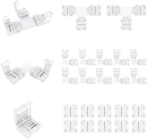 REDTRON 22 Pcs RGB 5050 Connecteur de Ruban LED, Connecteur Rapides de Bande LED à 4 Broches pour...