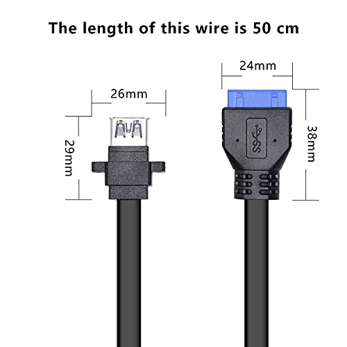 Xmsjsiy USB 3.0 Front Panel Cable, Motherboard 19/20Pin Cable To Usb Female Splitter Adapter Extension Connector -50Cm/19.6Inch thumb #5