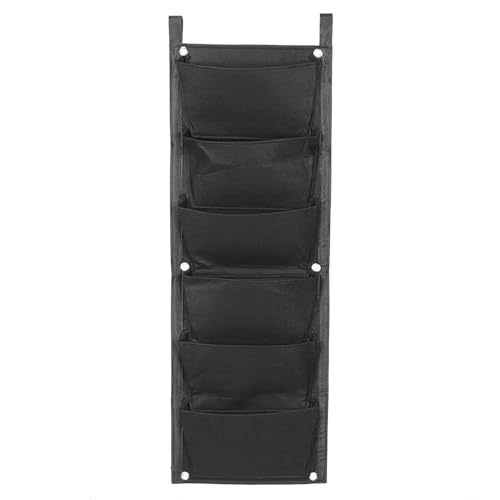 plplaaoo Vertical Garden Planter 6 Pockets Wall Hanging Plant Grow Bags for Outdoor Indoor Gardening Sturdy Felt Material 42.1 x 12.6in (Black)
