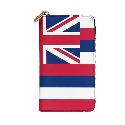 Hawaii Flag Leather Long Wallet, 12 Credit Card Slots, 3 Cash Slots, Coin Compartment, Unisex2