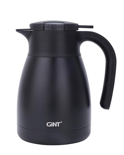 Image of GiNT 1L / 34Oz Thermal Coffee Carafe, Insulated Stainless Steel Coffee Carafes for Keeping Hot /Double Walled Vacuum Thermal Carafe (Black)