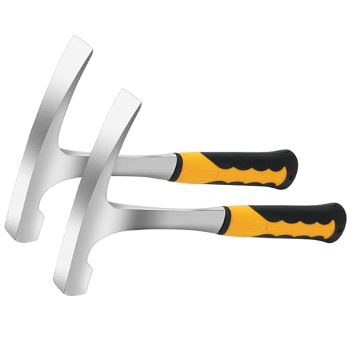 MAHIONG 2 Pack 20oz Brick Hammer Flat Head Geological Fossil Hammer with Soft Grip Handle Heavy Duty Masonry Rock Hammers for Bricklaying Mining Prospecting
