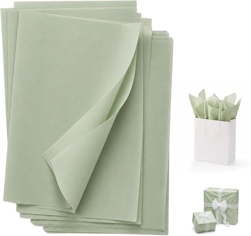 30 Sheets Sage Green Tissue Paper for Gift Bags - 20 X 14 Inches Tissue Paper Bulk for DIY Crafts Gift Packaging Weddings Baby Shower Birthday Spring Decorations
