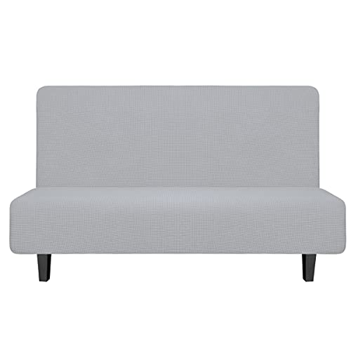 Image of Easy-Going Stretch Medium Futon Slipcover Armless Futon Cover Silver Gray