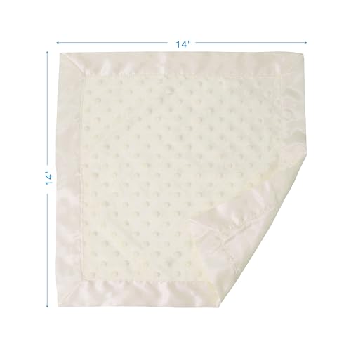 Image of American Baby Company Heavenly Soft Chenille Security Blanket, 2-Layer Design with Minky Dot & Silky Satin, Cream, 14 inch x 14 inch for Boys and Girls
