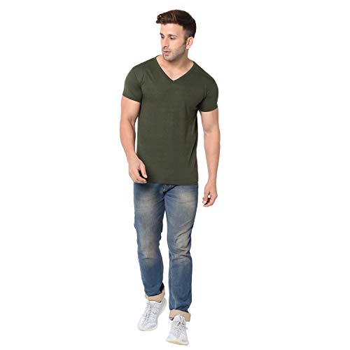 Image of Men's Cotton Blend Half Sleeve V Neck Tshirt
