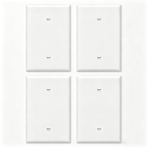 Image of ZEFTV Over-Size Blank Wall Plates 1-Gang 5.5 inch x 3.5 inch blank Switch Outlet Electrical Cover Plate Unbreakable Thermoplastic Faceplate for Light Receptacle Outlet Switch, White (4 Pack)