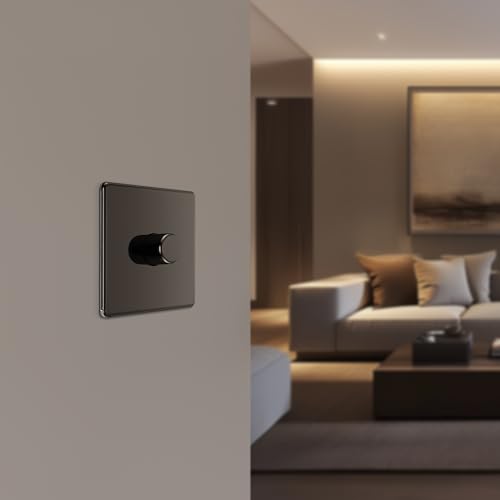 BG Electrical Intelligent Single Wall Dimmer Switch, 2 Way, Screwless Front Plate, Premium Flatplate, Black Nickel, 200W, FBN81 - Image 6