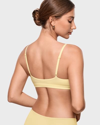 Image of INLYRIC Women's Inbarely Triangle Bralette Plunge Unlined Seamless Bra No Underwire Sexy Comfortable Everyday