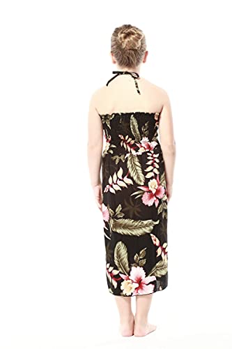 Matching Hawaiian Luau Sibling Boy Girl Butterfly Dress Aloha Shirt in Rafelsia Black4