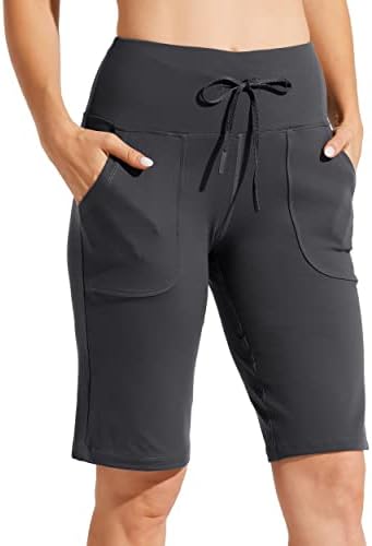 Willit Women's 12 Long Shorts Lightweight Knee Length Knit Bermuda Shorts  with Pockets Running Workout Lounge Gray M : Amazon.sg: Fashion