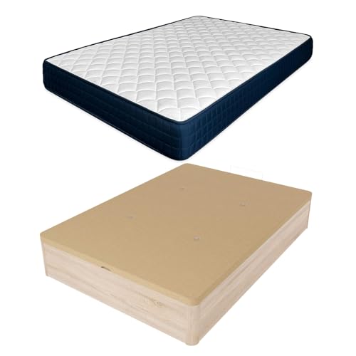 amuéblate Online   Pack Colchón Viscoelástico Naran (Doble Cara) + Canapé Madera Abatible con Gran Capacidad | Color Cambria 150 x 190
