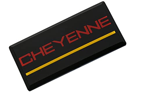 Image of SSDD 2pcs Cheyenne Cab Emblems Replacement for 88-94 Chevrolet Side Roof Pillar 3D Badge Nameplate (Red /Yellow) (CH-CHEYENNE)