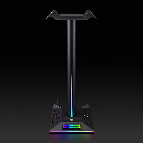 Support de casque de jeu RGB avec 2 rallonges de port de charge USB et prise jack de 3,5 mm pour casque de jeu Cover