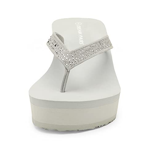 DREAM PAIRS Women's Platform Flip Flop Rhinestones Arch Support Comfortable Soft Cushion Wedge Flip Flops Summer Thong Sandals2