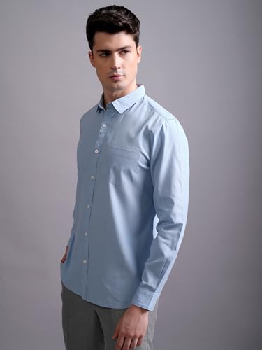 Image of Highlander Men's Slim Fit Shirts | Solid | Long Sleeves | Spread Collar | Formal Shirts | Men Shirts Powder Blue
