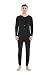 Herren Einteiler Pyjama Lang Thermo Union Anzug Button Down Onesie Unterwäsche Basisschicht, schwarz, Large