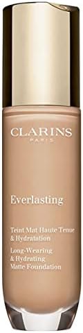 Clarins Everlasting Foundation | Full Coverage and Long-Wearing | Hides Imperfections, Evens Skin Tone and Hydrates | Natural, Matte Finish | Transfer-Proof, Sweat-Proof, Smudge-Proof | 1 Fl Oz