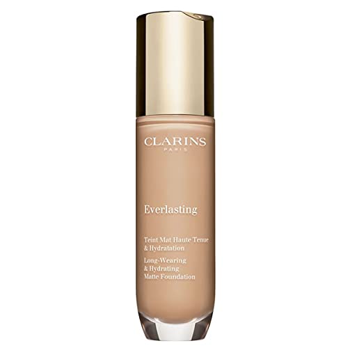 Clarins Everlasting Foundation | Full Coverage And Long-Wearing | Hides Imperfections, Evens Skin Tone And Hydrates | Natural, Matte Finish | Transfer-Proof, Sweat-Proof, Smudge-Proof | 1 Fl Oz #TOP27