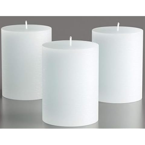 Set of 3 Unscented White Pillar Candles Cover