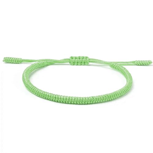 Pulsera Tibetana | Tejida a Mano, Ajustable de 15 a 24 cm, Para Hombre y Mujer, Nudo Tradicional Budista | Amuletos de la Suerte y Protección | Pulseras de Hilo Rojo | Pulsera Hilo Rojo (Verde)