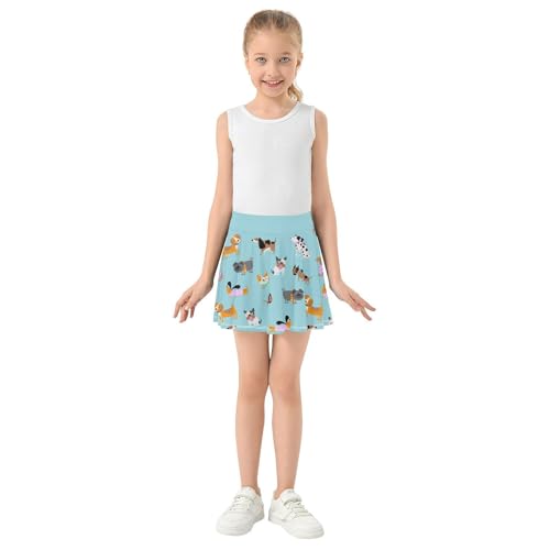 Girls Skorts High Waist Athletic Skirts with Shorts Cute Animals Stretchy Teens Performance Tennis4