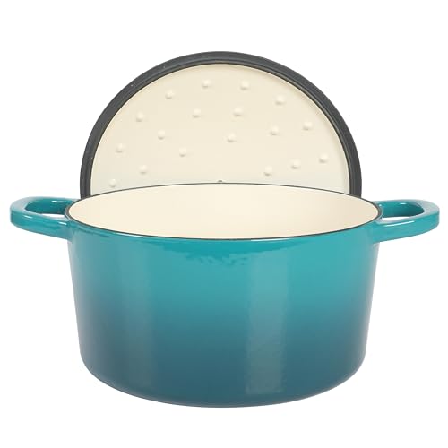Image of Crock-Pot Artisan 7-Quart Round Dutch Oven - Teal Ombre, Enameled Cast Iron Oven Safe Cookware
