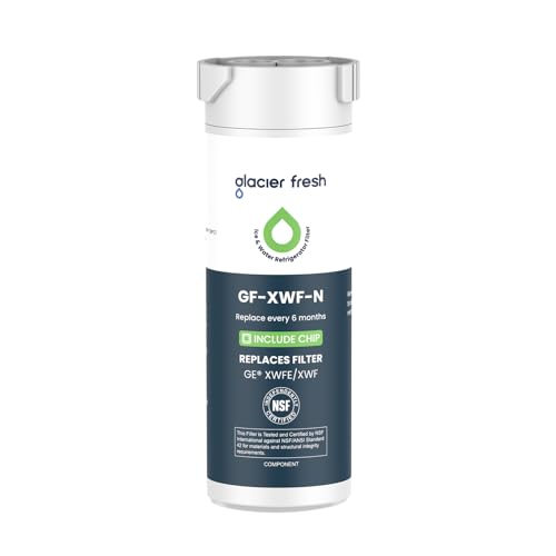 GLACIER FRESH Water Filter Compatible with XWFE (Built-in CHIP), Replacement for GE XWFE, XWF Refrigerator Water Filter NSF/ANSI 42 Certification Pack of 1 1 Count (Pack of 1)