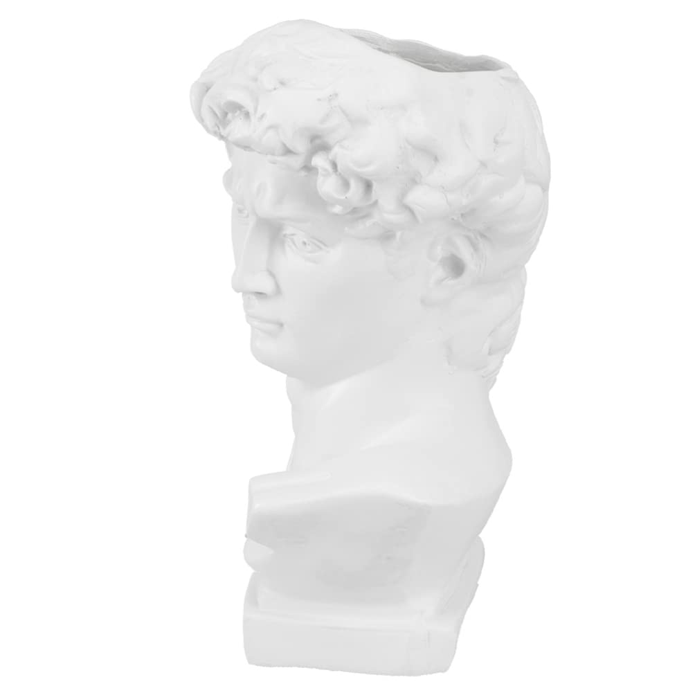 Alipis David Estatua Cabeza Griega Estatua Florero Busto Plantador Flor Maceta Griego Busto Escultura Maquillaje Cepillo Titular Oficina Organizador Estacionario Decoración