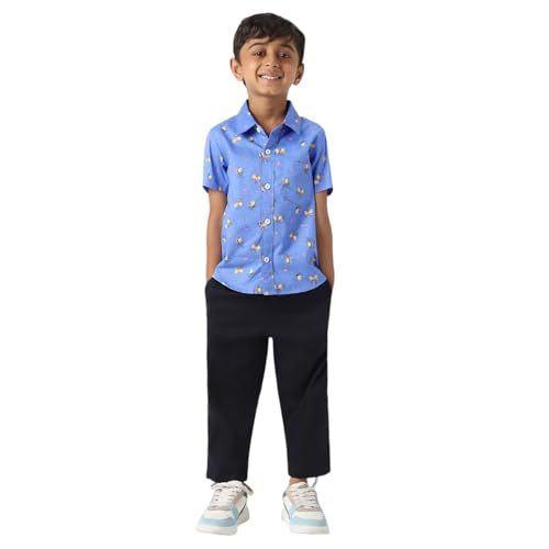 Image of Nautinati Boys Printed Collared Shirt with Shorts Clothing Set | Age 1-5 Years
