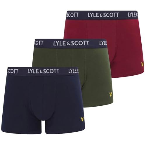Lyle & Scott Mens 3 Pack Boxer Briefs Barclay (UK, Alpha, XL, Regular, Regular, Ruby Red/Peacoat Navy/Ivy Green)