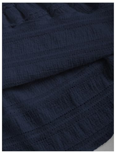 GORGLITTER Women's High Waisted Tiered Ruffle Skirt Cute A Line Flared Mini Skirts Dark Blue Medium - Image 5