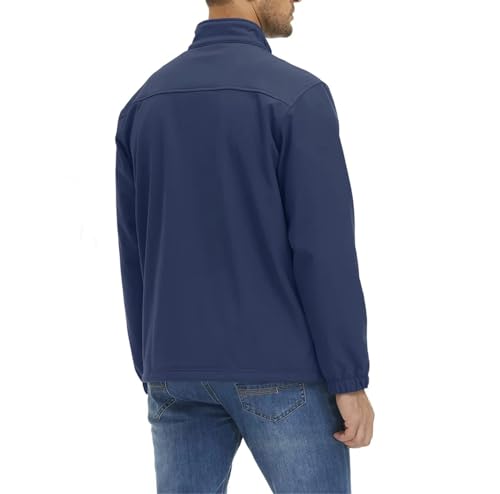 Men's Stand Collar Full Zip Up Jacket Outdoor Work Hiking Camping Fishing Warm Solid Jackets3