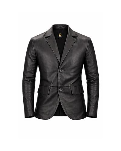 mens leather dress coats Rauly Real Lambskin Blazer Men Notched Collar Button Closure Front Casual Leather Coat at Amazon Men's Clothing store Sizes_3-4 Years Color:Heather Grey Button Collar Style Celine (by champion) Skater