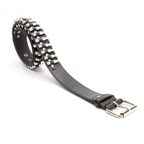 Punk Bullet Belt for Men Fashionable Faux Leather Waistband Alloy Buckle Everyday Use Waistband2