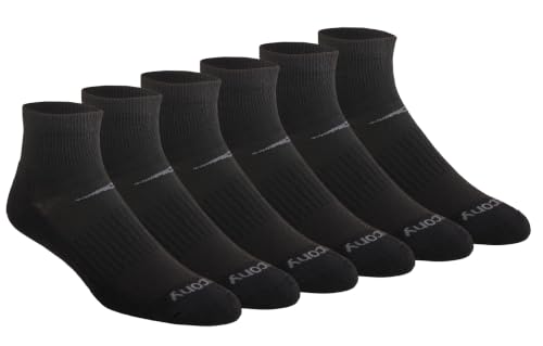 Image of Saucony Men's Rundry Mesh Ventilating Comfort Fit Performance Quarter Socks (6, 12 Pairs)